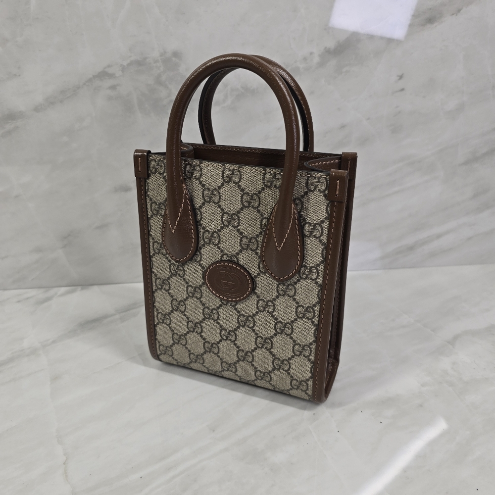 Gucci Brown and Beige Monogram Tote